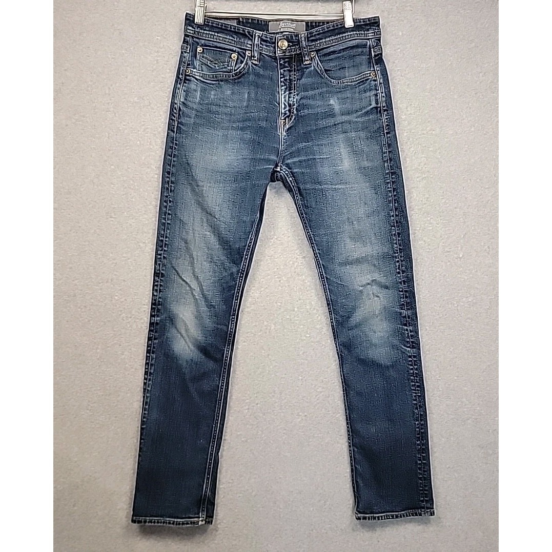 Revtown Jeans Men 30x30 Decade Denim Sharp Whiskering Fade Medium Wash Slim